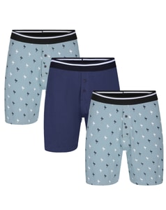 Bigdude 3er-Pack AOP Relaxed Boxershorts Hellblau/Marineblau