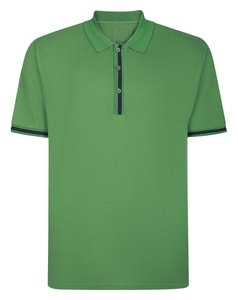 Bigdude Poloshirt mit kontrastfarbener Streifenleiste und abgesetzten Bündchen, Dunkelgrün, Größe L