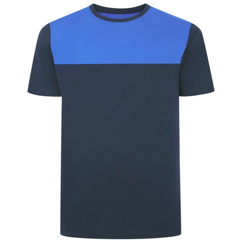 Bigdude Cut & Sew T-Shirt Marineblau/Königsblau Tall Fit 