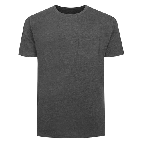 Bigdude Schlichtes Rundhals-T-Shirt mit Tasche, Anthrazit