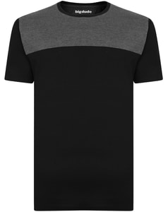 Bigdude Cut & Sew T-Shirt Schwarz/Grau Tall Fit 