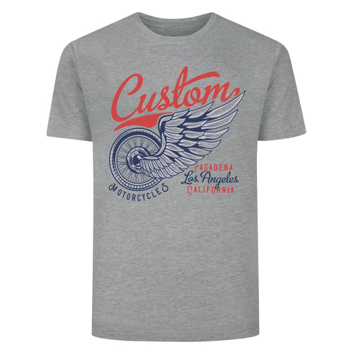 Bigdude Custom Motorcycles Print T-Shirt Grau meliert