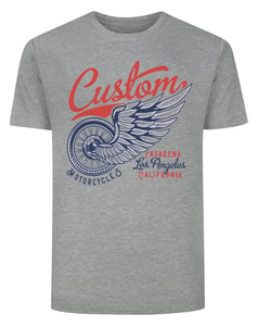 Bigdude Custom Motorcycles Print T-Shirt Grau meliert