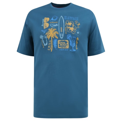 D555 Hovell Sommer-Strand-T-Shirt mit Aufdruck, Dunkelgrün