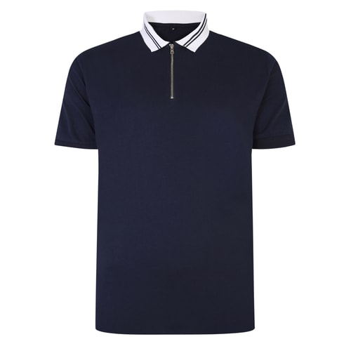 Bigdude Jersey-Poloshirt mit Reißverschluss Marineblau