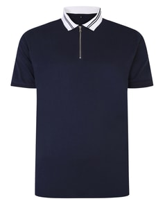 Bigdude Jersey-Poloshirt mit Reißverschluss Marineblau