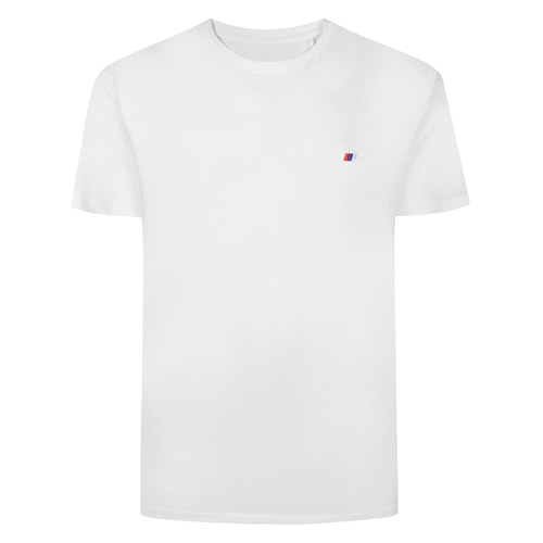 Bigdude T-Shirt mit gesticktem Logo, Weiß, Größe Tall