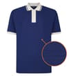 Poloshirt mit strukturierter Oberfläche und Zierstreifen, Mitternachtsblau
