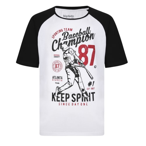 Bigdude 'Baseball Champion' Raglan T-Shirt Schwarz/Weiß