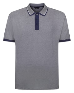 Bigdude Poloshirt aus reiner Baumwolle mit Jacquardmuster, Mitternachtsblau, Größe L