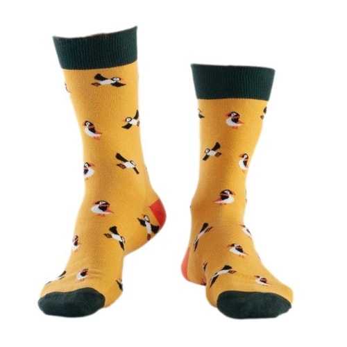 Doris & Dude Puffin Print Socken Gold