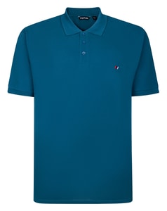 Bigdude Poloshirt mit gesticktem Logo, Petrol, Größe Tall