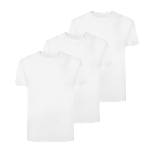 Bigdude 3er-Pack einfarbige T-Shirts in Weiß