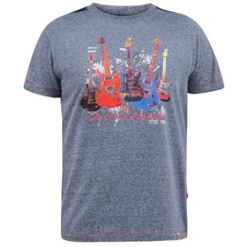 D555 Sharnbrook Electric Legends Gitarrendruck T-Shirt Blue Twist