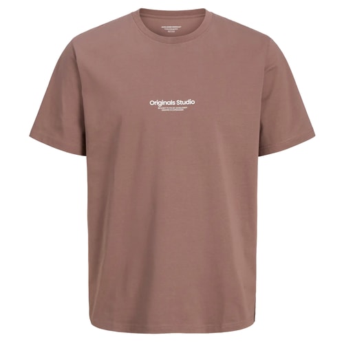 Jack & Jones – Bedrucktes T-Shirt in tiefem Taupe