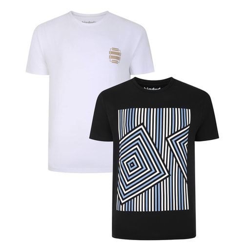 Bigdude Twin Pack T-Shirts mit abstraktem Print Schwarz/Weiß