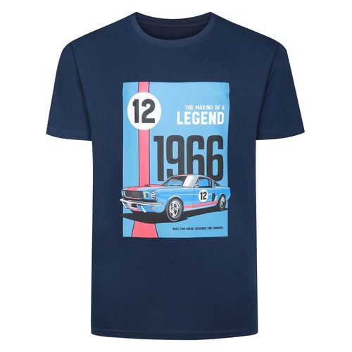 Bigdude 1966 Legend Racer Print T-Shirt Navy