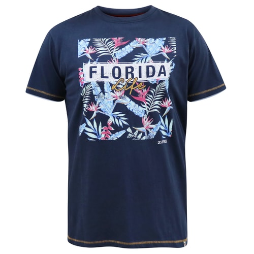 D555 Prestwick Florida T-Shirt mit Blumenmuster Marineblau