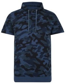 Bigdude Kurzarm-Camouflage-Kapuzenpullover, Marineblau