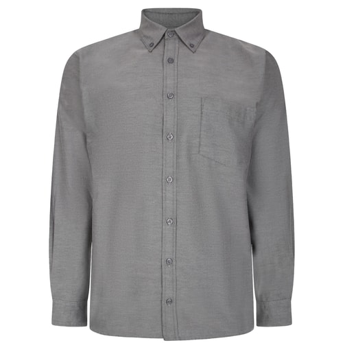 Bigdude Button-Down-Oxford-Langarmhemd Anthrazit