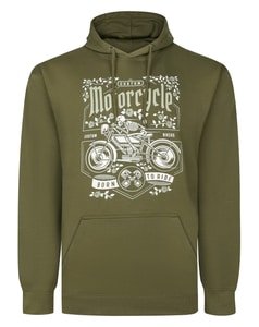 Bigdude Born to Ride Hoodie mit Print, Dunkeloliv, Größe L
