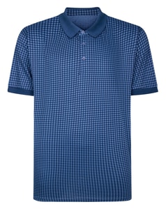 Bigdude Poloshirt mit Hahnentrittmuster, Marineblau