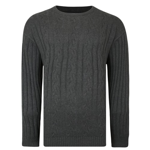 Bigdude Zopfmuster Strickpullover Grau