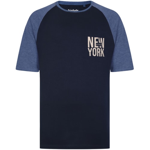 Bigdude New York Contrast Raglan T-Shirt Navy/Dark Denim Meliert