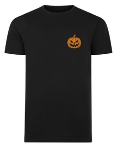 Bigdude Halloween-T-Shirt mit Kürbisprint, Schwarz