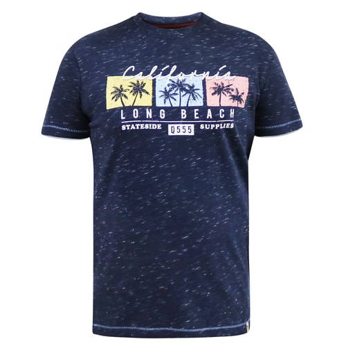 D555 Thorndon California Long Beach T-Shirt mit Aufdruck, Navy Reno