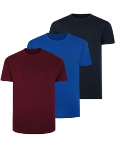 Bigdude – 3er-Pack schlichte T-Shirts, mehrfarbig, groß