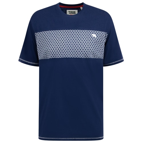 D555 Swansea Cut And Sew T-Shirt mit Rundhalsausschnitt, Marineblau