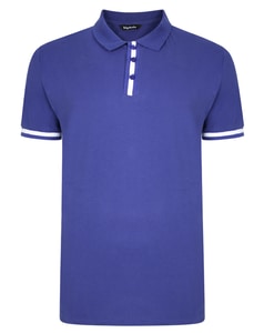 Bigdude Poloshirt mit Kontraststreifen Kobaltblau 