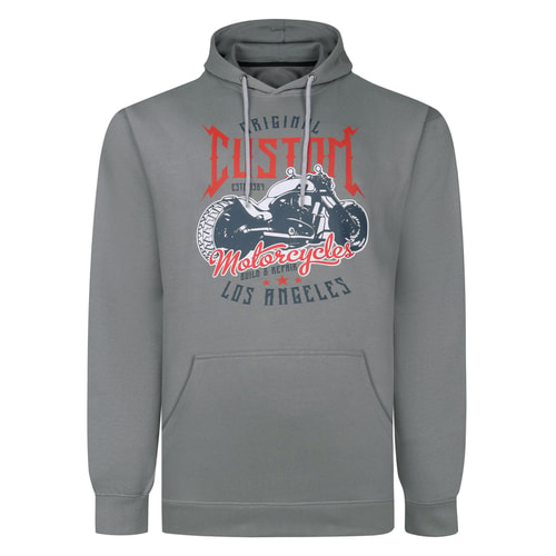 Bigdude Custom Motorcycles Print Hoodie Grau