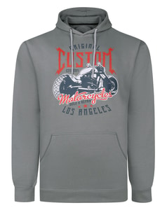 Bigdude Custom Motorcycles Print Hoodie Grau