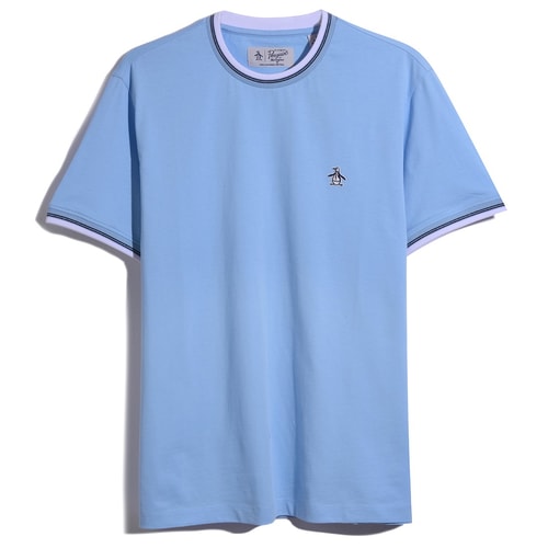 Original Pinguin Kurzarm Ringer T-Shirt Cerulean