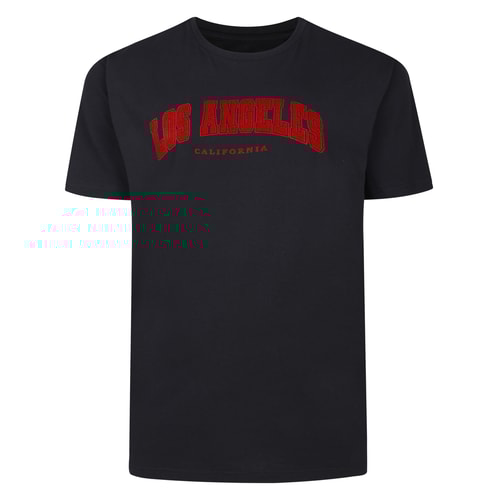 Bigdude Los Angeles Flock Print Rundhals-T-Shirt Schwarz