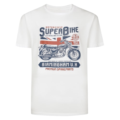 Bigdude Super Bike Print T-Shirt Weiß
