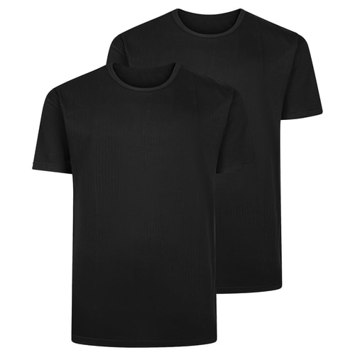 Bigdude Kurzarm-Thermo-T-Shirt Doppelpack Schwarz