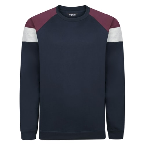 Bigdude Colour Block Sweatshirt Marineblau/Burgund