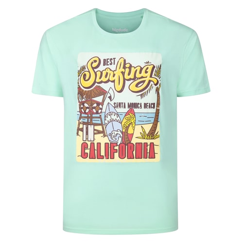 Bigdude Best Surfing In California Print T-Shirt Jelly Mint
