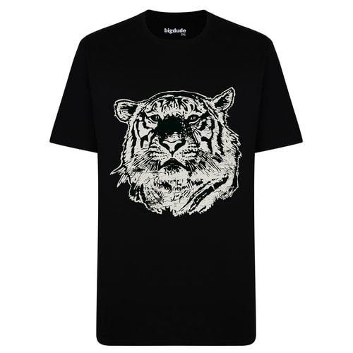 Bigdude T-Shirt mit Tiger-Print, Schwarz