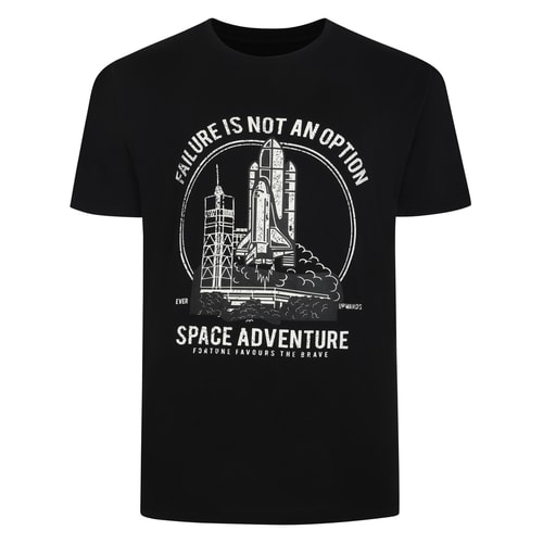 Bigdude – T-Shirt mit „Space Adventure“-Print, Schwarz