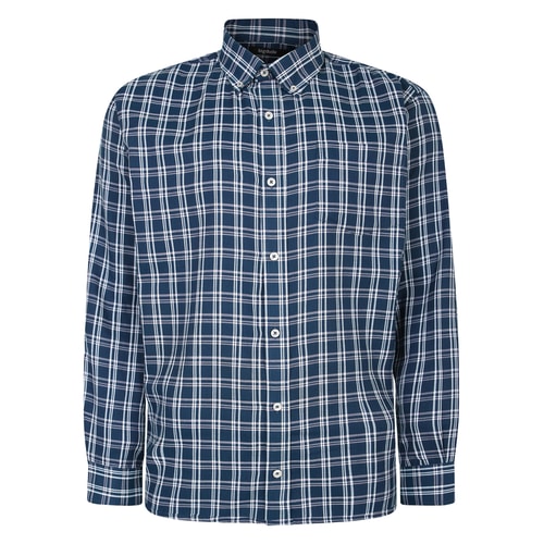 Bigdude Button-Down-Langarm-Karohemd in hellem Marineblau