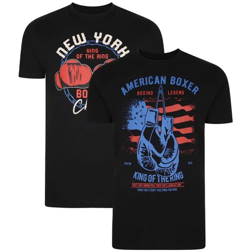 Bigdude T-Shirt im Doppelpack mit Boxer Print Schwarz