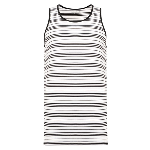 Bigdude gestreiftes Tanktop Weiß/Schwarz Tall Fit 