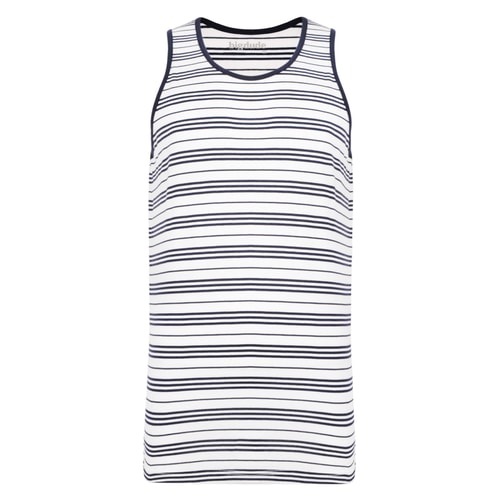 Bigdude gestreiftes Tanktop Weiß/Dunkelblau Tall Fit 