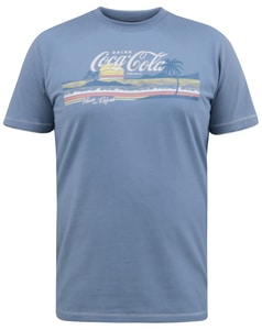 D555 Norfolk T-Shirt mit Coca-Cola-Strandszenen-Print Denim Melange