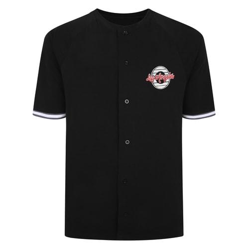 Bigdude – Besticktes Baseball-T-Shirt in Schwarz, Größe L