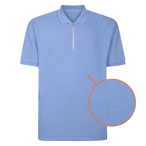 Bigdude Polohemd mit strukturierten Streifen, heller Denim